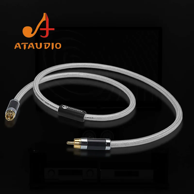 Цифровой коаксиальный аудио видео кабель ATAUDIO Hifi Rca Hi end медь и серебро RCA штекер