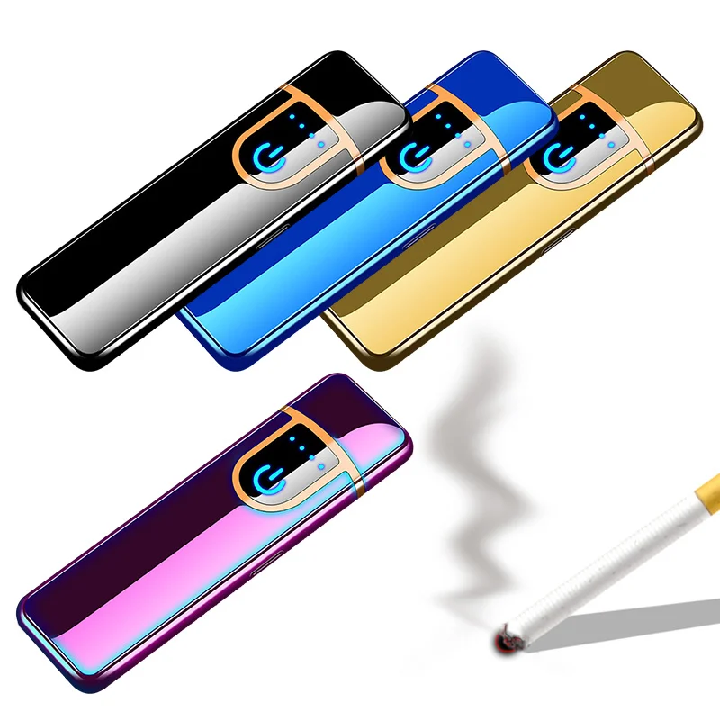 Ультра тонкий умный сенсорный экран электронная сигарета зажигалка Металл USB Перезаряжаемый ветрозащитный негорящий зажигалки сигары Мужские гаджеты