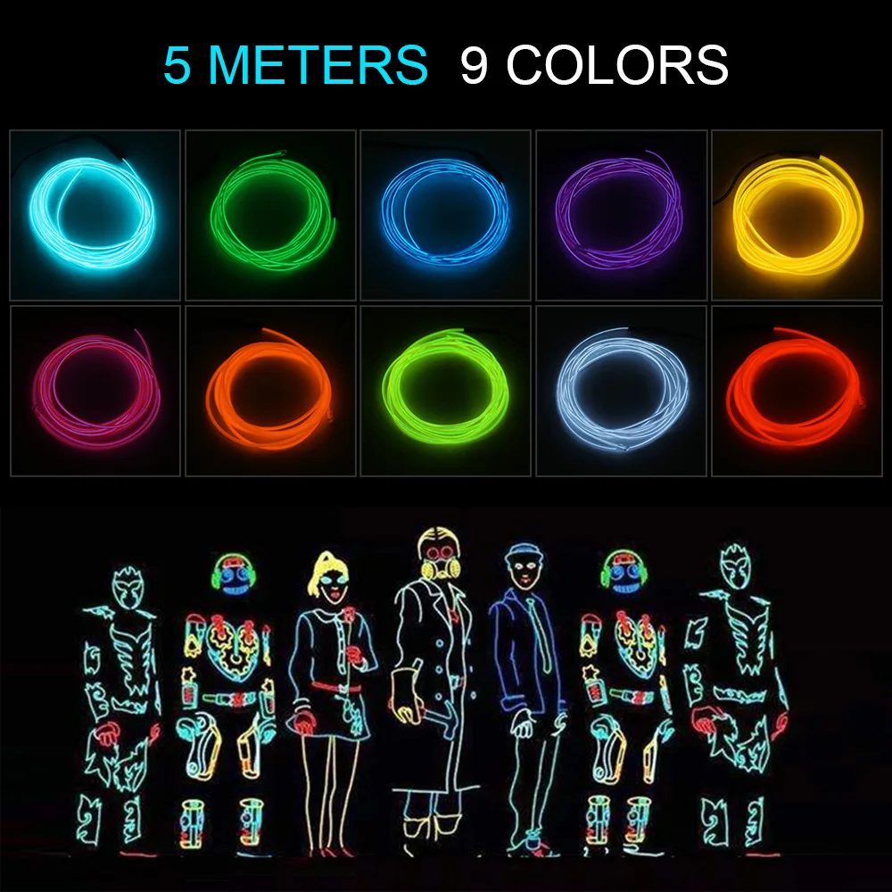 Neon Light El Led Neon Wire Under Car Flexible Soft Tube Lights Christmas LED Strip Sign Anime/Body Woman/Rooms Rope Light RGB
