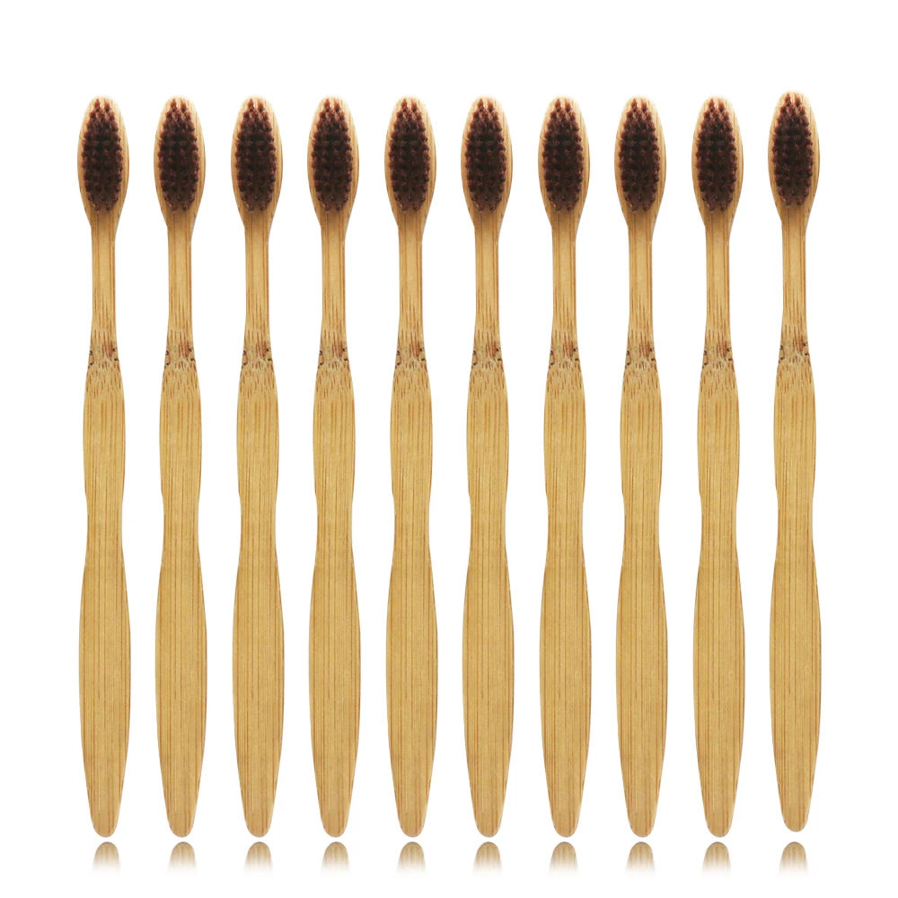 10 шт. бамбуковая зубная щетка es ручная зубная щетка разных цветов с мягкой щетиной
