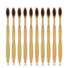 10 шт. бамбуковая зубная щетка es ручная зубная щетка разных цветов с мягкой щетиной