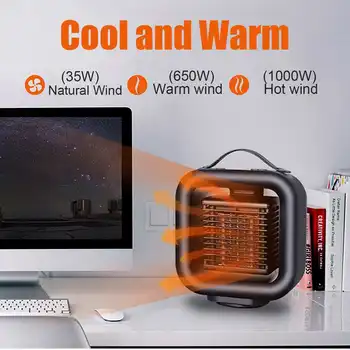 

Electric Heater Fan Cold Fan Mini Electric Heater Fast Heating Low-Noise Electric Hot Cold Fan Air Fan Office Room Portable Fan