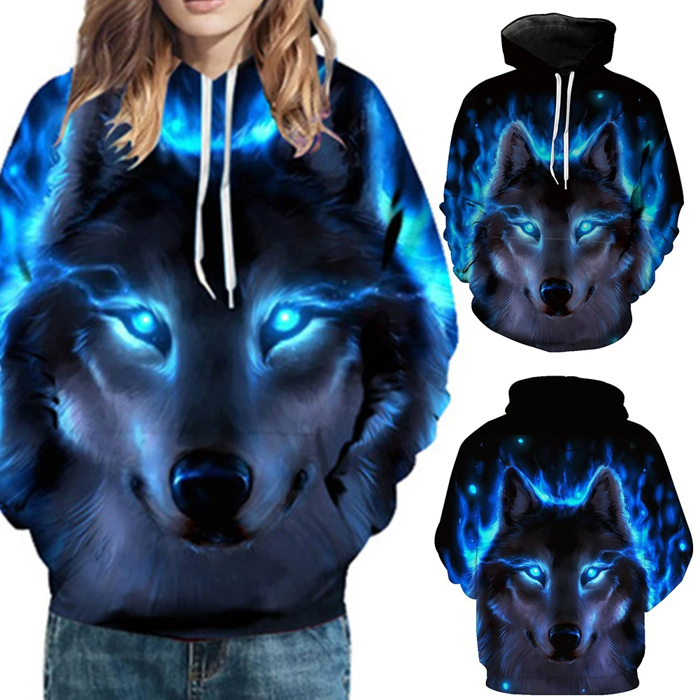 3D Wolf Print Men's Sweatshirts Long Sleeve Hoodies Sports Men Drawstring Hooded Sweatshirt hoodie Autumn winter men's clothing