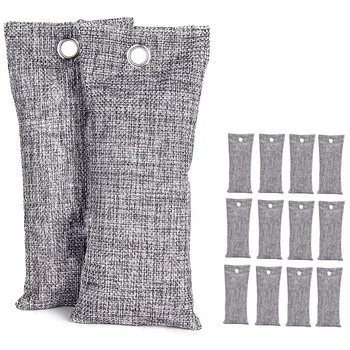 

12 Pack 75G Each Bamboo Charcoal Air Purifying Bag, Travel Size Shoe Deodorizer, Natural Air Freshener, Odor Eliminator, Activat