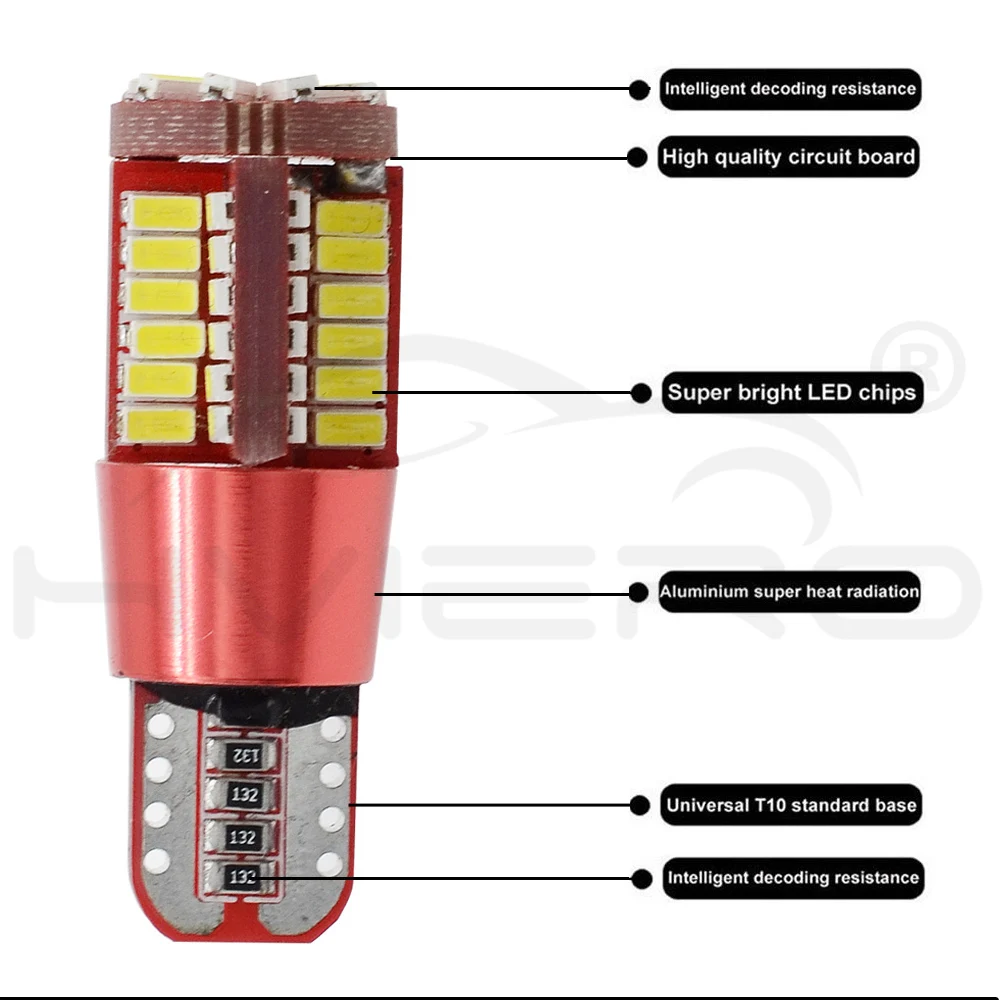 Hviero T10 led 168 192 2825 w5w super bright 57 SMD 3014 LED 57smd CANBUS Auto Wedge marker Light bulb Car Clearance lamp 12V