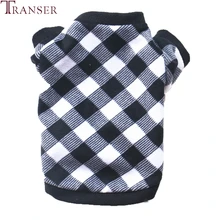 Трансер, английский стиль, черная клетчатая Одежда для собак, круглый вырез, короткий рукав, футболки для питомцев, весна-осень, одежда для щенков, свитер, рубашка для собак 912