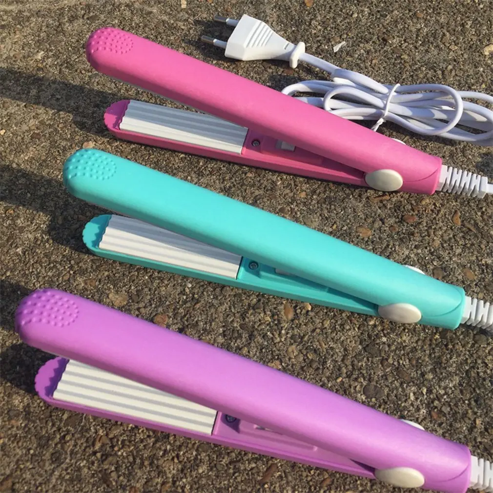

Portable Mini Hair straightener Iron Ceramic Straightening Corrugated Curling Iron Styling Tools Hair Curler EU Plug