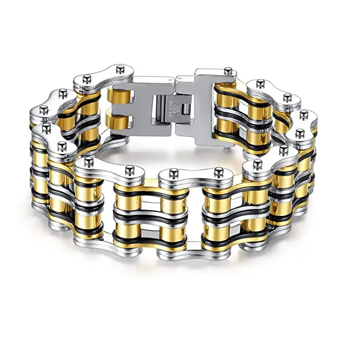 С фокусным расстоянием 25 мм золото Двигатель Байкер звено цепи браслет в стиле