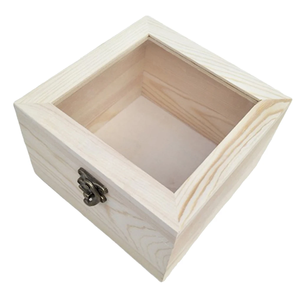 Wooden Lockable Box Glass Top Display Case Flower /Crafts /Gifts Packing Box