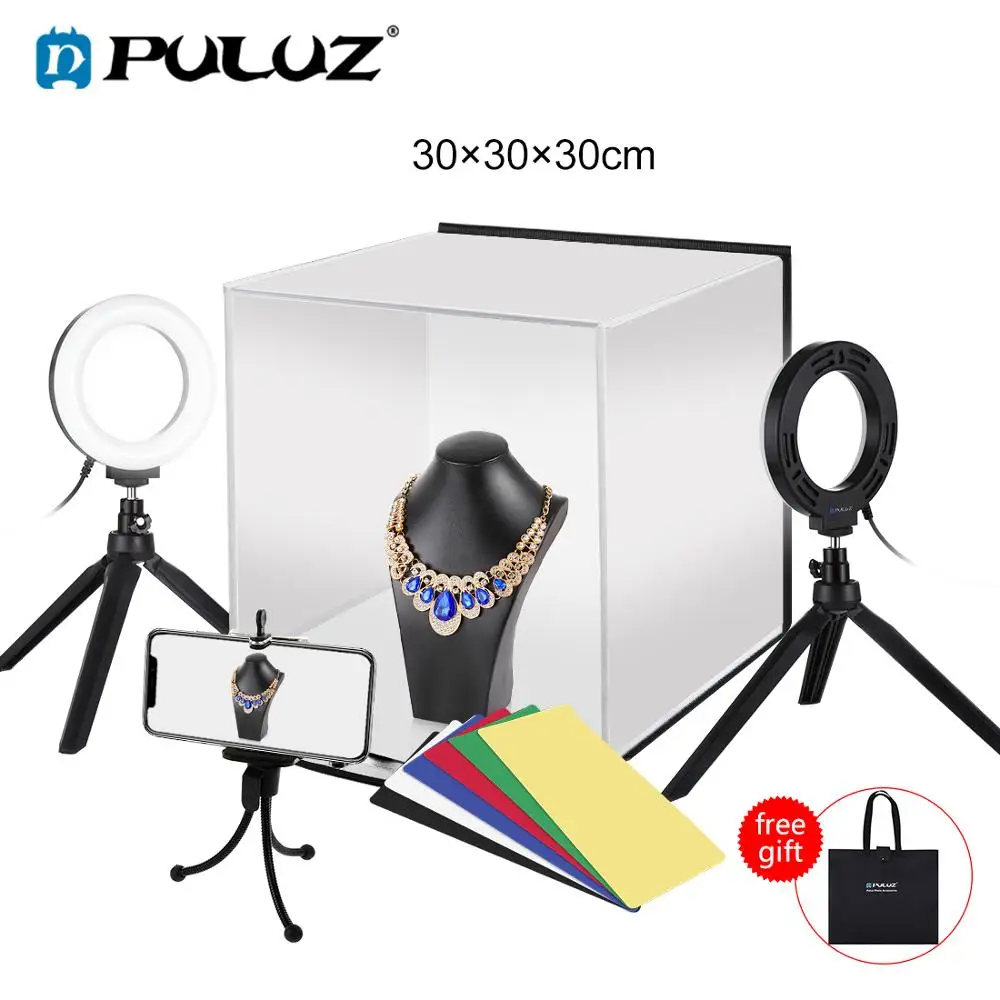Puluz 30cm Softbox Light Box Led Photo Studio Lightbox &6 Color