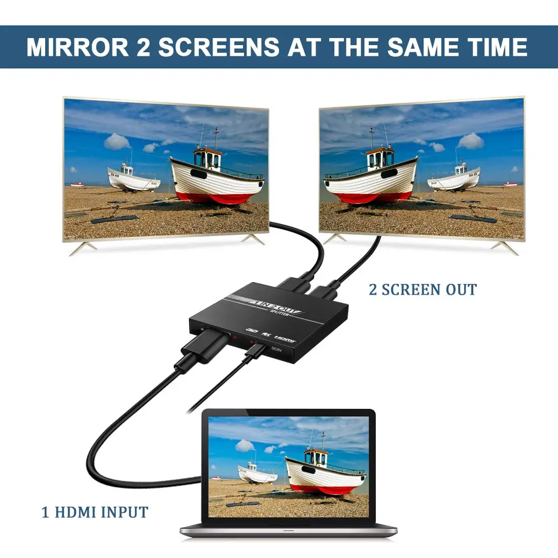 1 в 2 4K HDMI сплиттер поддерживает 3D 1080P для Xbox, PS4 PS3 Fire Stick Blue Ray Apple tv Roku HD tv