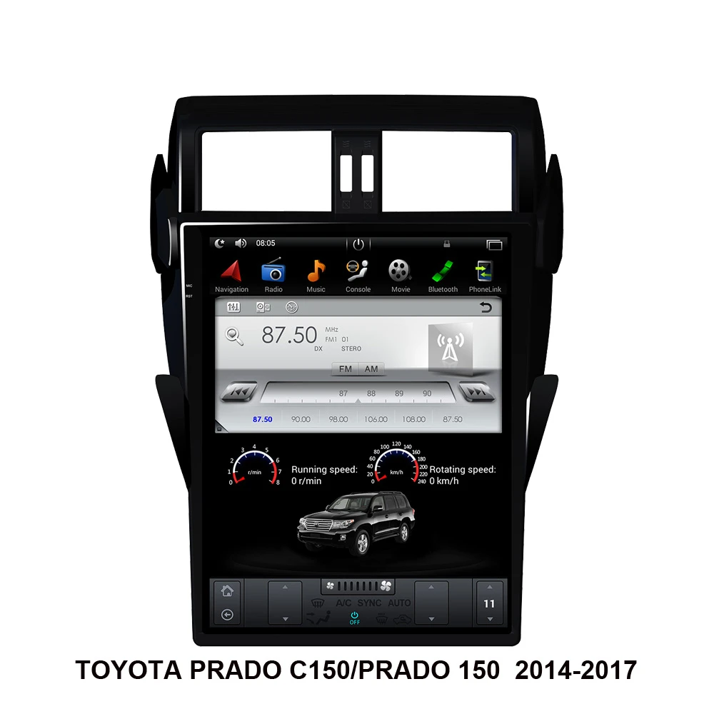 Автомобильный мультимедийный плеер в стиле Тесла с GPS-навигацией для TOYOTA Prado/Land