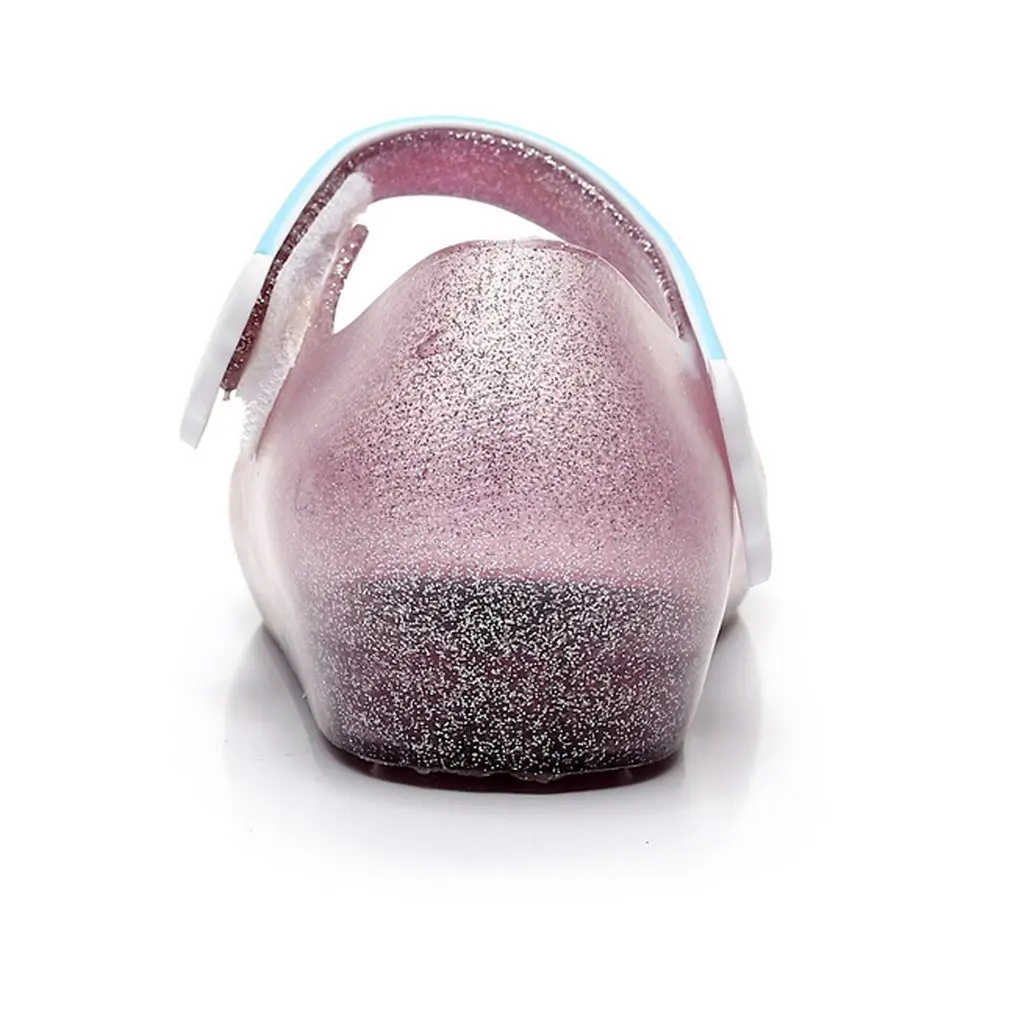 Lovely Kids' Shoes Anti-slip Jelly Sandals Unicorn Decor Nylon Tape Girls Princess Shoes Transparent Bling Soft Beach Shoes