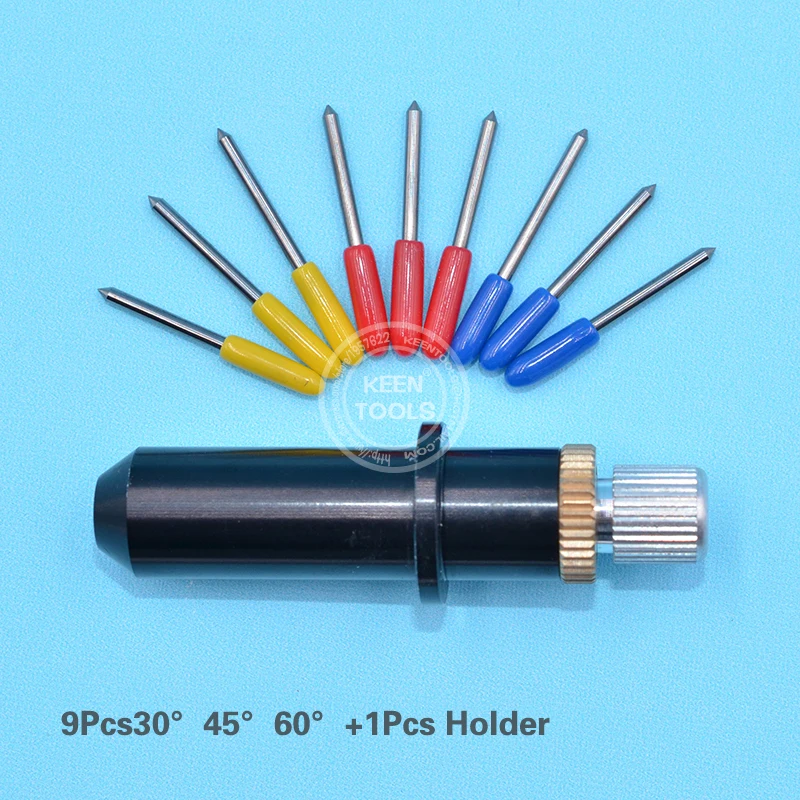 30D-45D-60D-holder 1 шт. Pcut держатель лезвия+ 9 шт. 30 45 60 градусов твердосплавные лезвия для Pcut/Pcut режущие лезвия/плоттер виниловый резак AA серии - Длина режущей кромки: 30D-45D-60D-holder