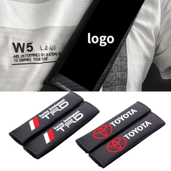 

2PCS Seat Belt Cover Case for Toyota TRD Camry Rav4 Corolla Caldina Camry Prado Car Styling Carbon Fiber Shoulder Padding Case