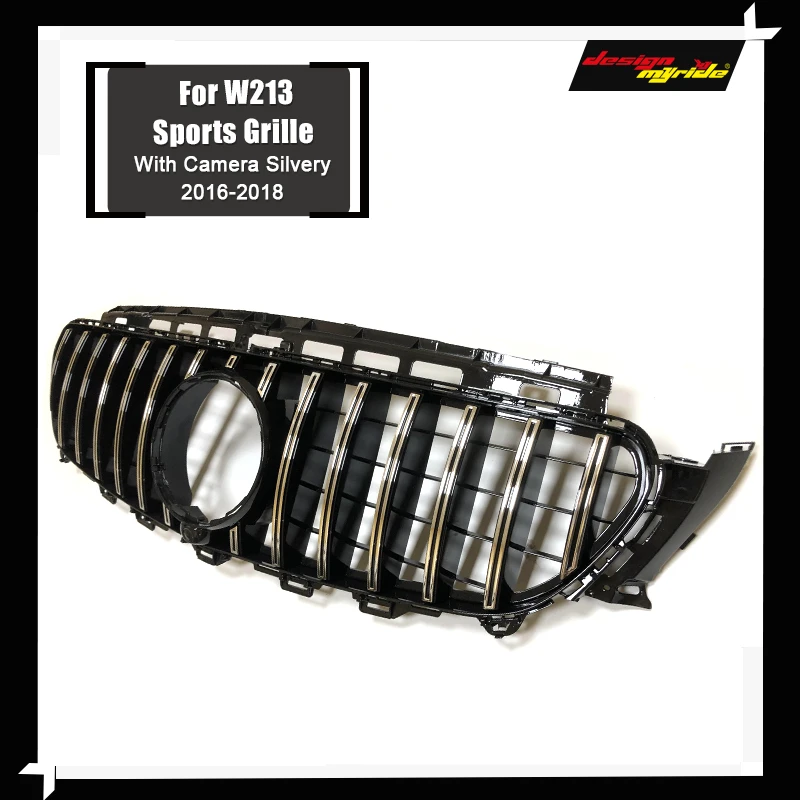 Для merceesmb W213 передняя решетка с камерой GT R СТИЛЬ ABS серебро E класс E180 E200 E250 спортивные Передние решетки без знака 16-18