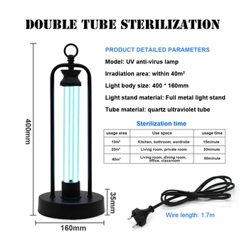 

38W Remote Control Ultraviolet UV Sterilizer Lamp Light Bulb Tube Disinfection Bactericidal UVC LED Ozone Sterilizer Mites Light