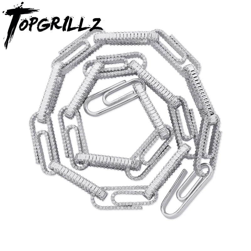 TOPGRILLZ 10 мм новая мода зажим для бумаги Iced Out кубический циркон ожерелье золото серебро кубинские звенья хип хоп ювелирные изделия для мужчин и женщин