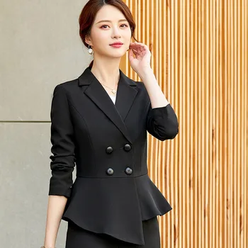

Women's suit women's irregular double-breasted suit 2 sets (jacket + pants) ladies business casual formal business wear