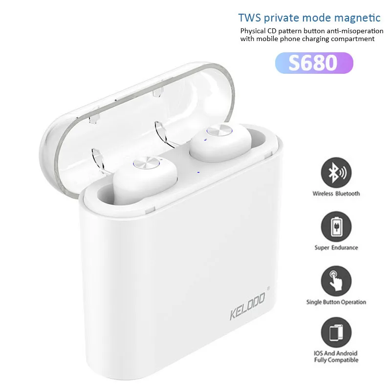 

New S680 TWS True Wireless Earbuds 5D Stereo Bluetooth Earphones Mini TWS Waterproof Headfrees with 3600mAh Power Bank Earphones