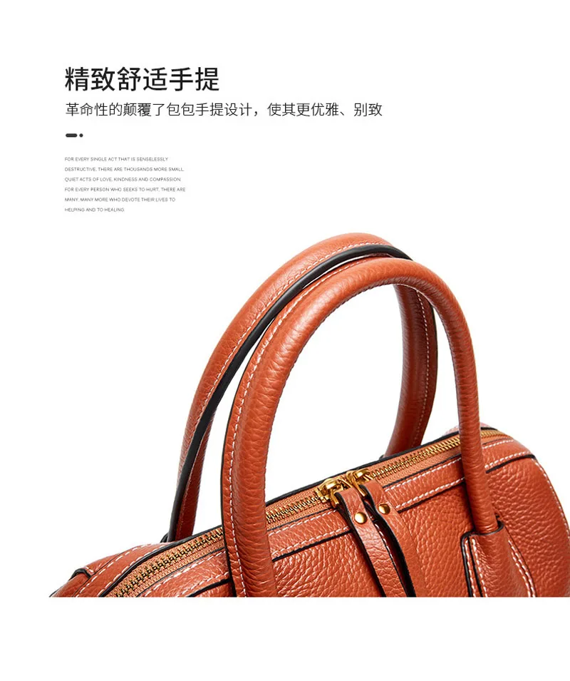 Lady real leather bag pillow bag handbag autumn winter female style head layer cowhide litchi grain one shoulder cross bag