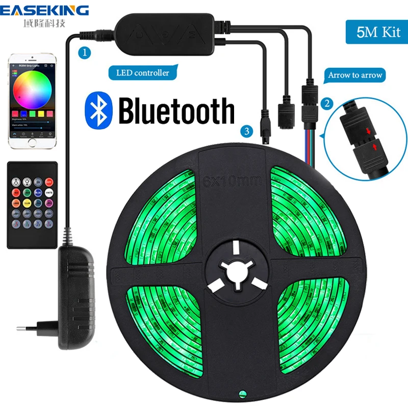 

LED Strip Light RGB 5050 Music Sync LED Light Strip Waterproof 12v Bluetooth 20Key Control RGB Tape Backlight Ribbon led lights