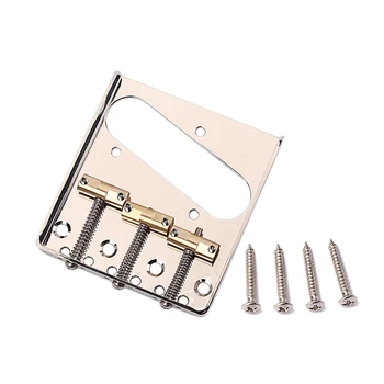 

Vintage Style Fixed Tele Electric Guitar Bridge with Saddles Bridge Silver Gold