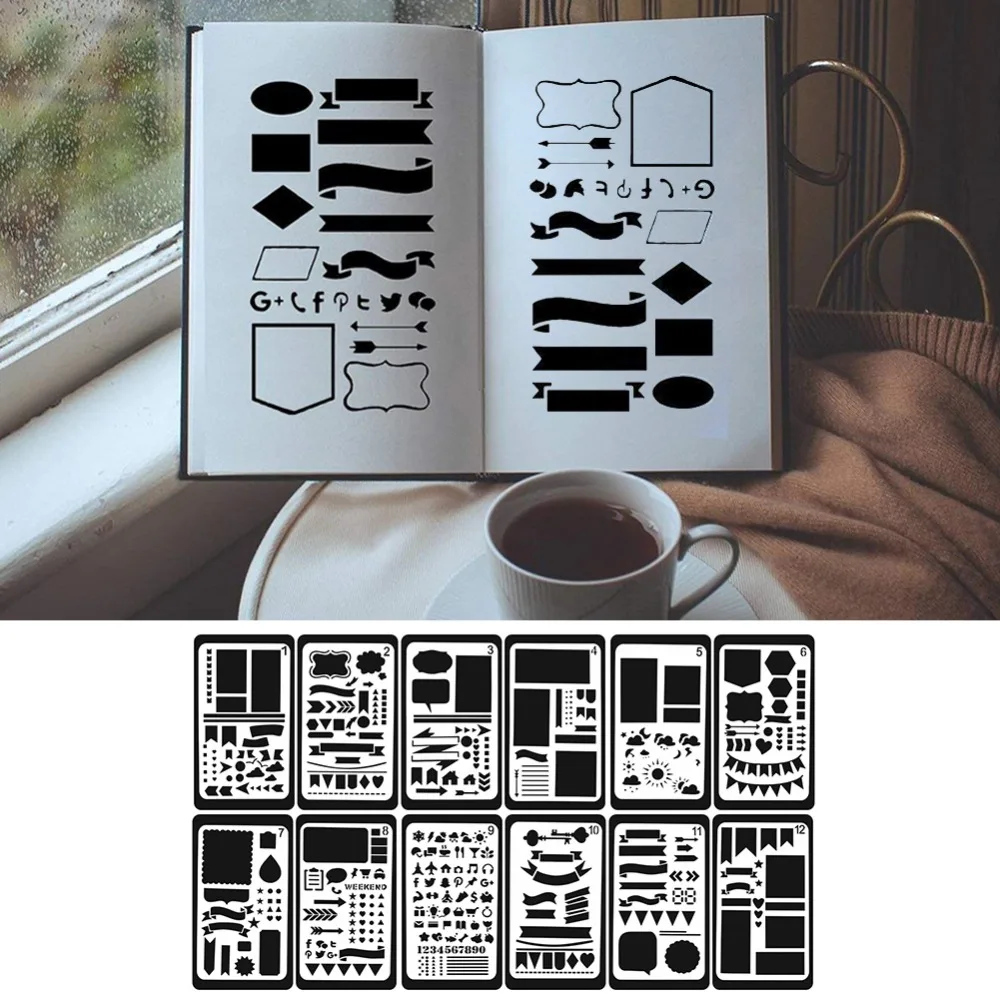 10 шт. ежедневник шаблон комплект пластиковых линеек для скрапбукинга DIY Рисунок(4X7 дюймов) прочный и удобный