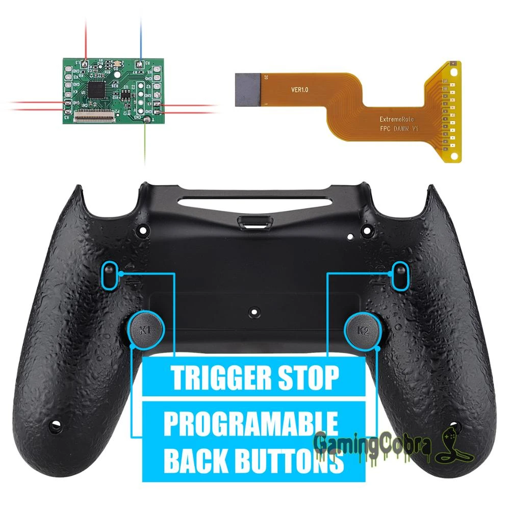 Extremerate Textured Black Dawn 2 0 Flashshot Remap Kit With Back Shell 2 Back Buttons 2 Trigger Lock For Ps4 Controller Cases Aliexpress