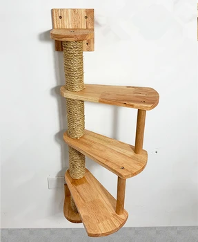 

Wall Mounted Cat Scratching Sisal Post Multi Level Cat Solid Wood Shelves Kitten Climbing Scratching Platform Cat Toys M6150