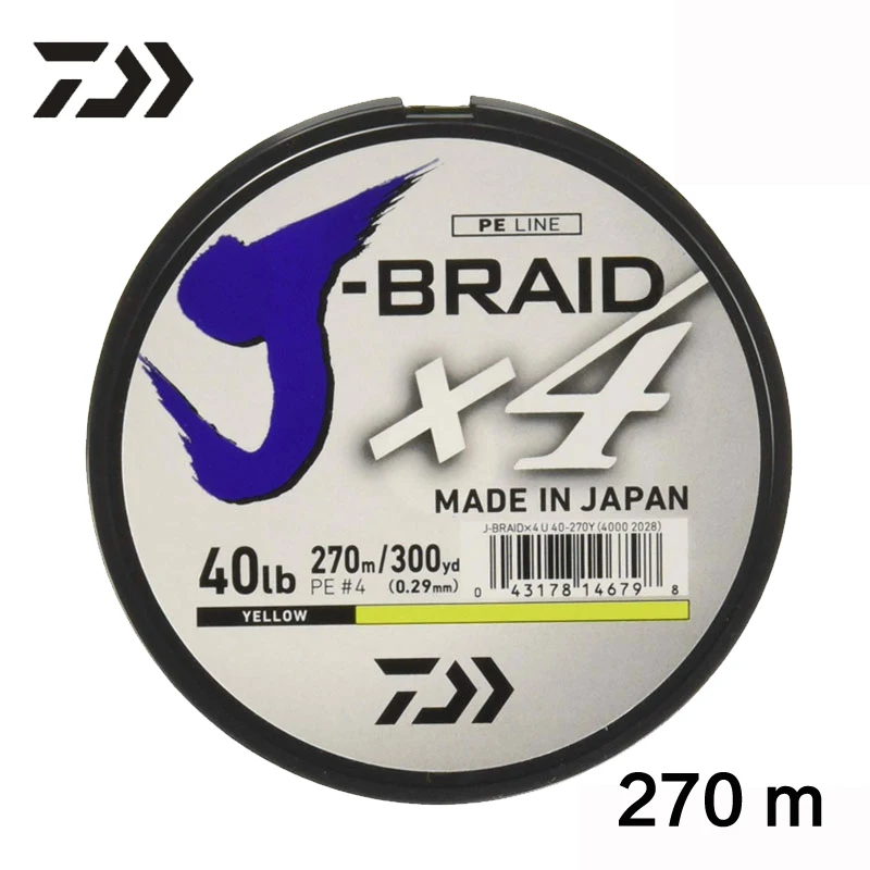 Оригинальная 270 м рыболовная леска Daiwa X4 J BRAID 270 м 300 Yds 4 нити плетеная многонитевая PE леска приманка для карпа на рыбалку леска