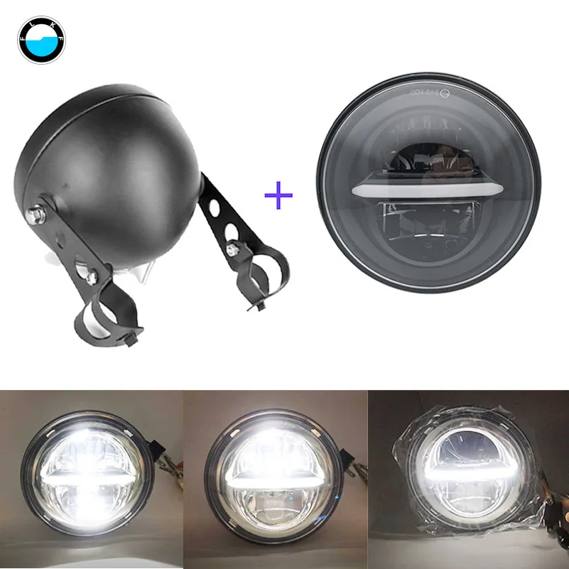 5,7" круглая фара 5-3/4 дюймов светодиодный фонарь DRL для Softail Dyna и спортивные модели - Цвет: combo 5