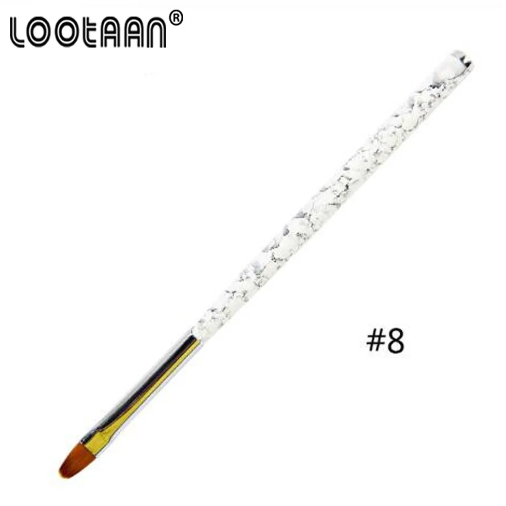 LOOTAAN 5/7/9/11 мм Лаковая Кисть для ногтей градиент Живопись Рисунок ногтей кистей для прорисовывания деталей для юных, кристаллый акриловый тонкий - Цвет: oval size 8