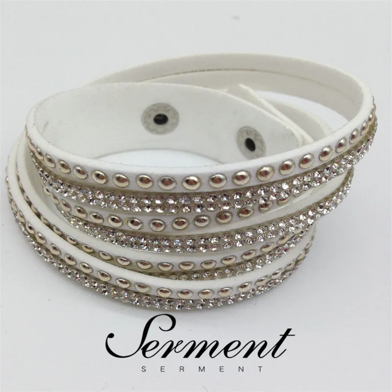 

SERMENT Multi-layer Leather Versatile Ladies Bracelet Colorized Crystal Fashion Jewelry Bracelets & Bangles For Women Wedding