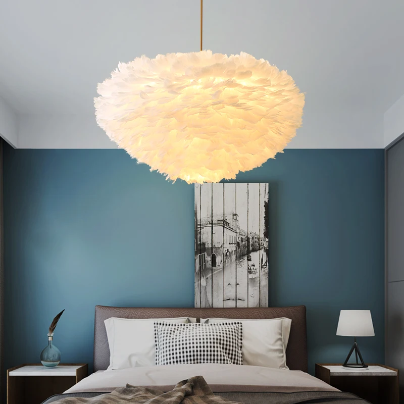 Удобная художественная светодиодная люстра с перьями 7 Вт Трехцветная лампа