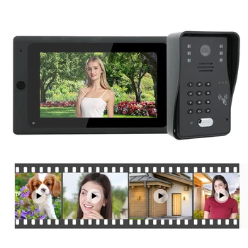 

7"in mirilla digital Wired Wifi Video Doorbell TFT LCD Display Remote APP Password ID Card Night Vision Doorphone 100V 240V