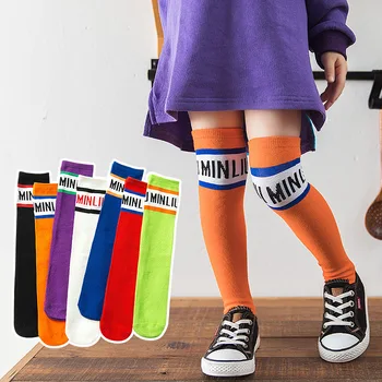 

Children's Long Tube Socks Color Contrast Letter Girl's Socks Korean Sports All Match Red Girl's Socks Trend