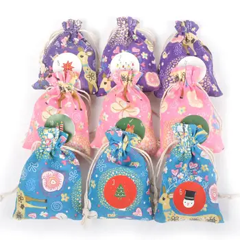 

73pcs Christmas Cotton Bags 10cm x 14cm Candy Gifts Jewelry Drawstring Packaging Bags Drawstring Gift Bag