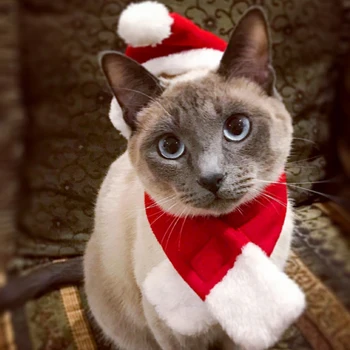 

Christmas Clothes Warm Dog Cat Clothes Puppy Santa Claus Red Scarf Hat Deer Head Cute Dog Cloak Cat Costume Pet Warm Clothing