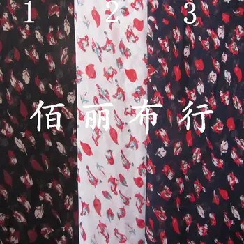 

Chiffon Cloth Printed Fabric Pastoral Style Floral Skirt Tops Colored Cloth Handmade Fabric/1m