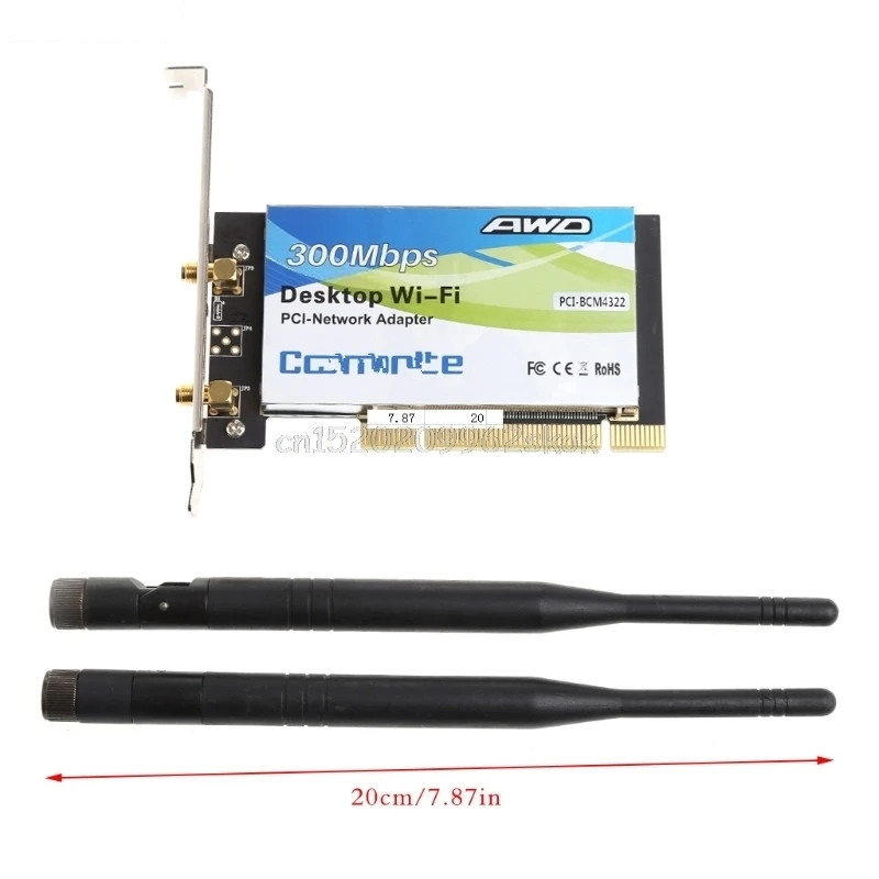 BCM4322 300 Мбит/с 2,4G беспроводной Wifi PCI-E карта настольный адаптер с 6dBi антенной