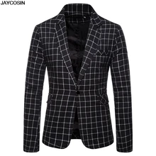 KLV, очаровательный мужской повседневный приталенный костюм на одной пуговице, деловой пиджак, приталенный Мужской Блейзер, Клетчатая блуза, veste, классическое Мужское пальто 9916