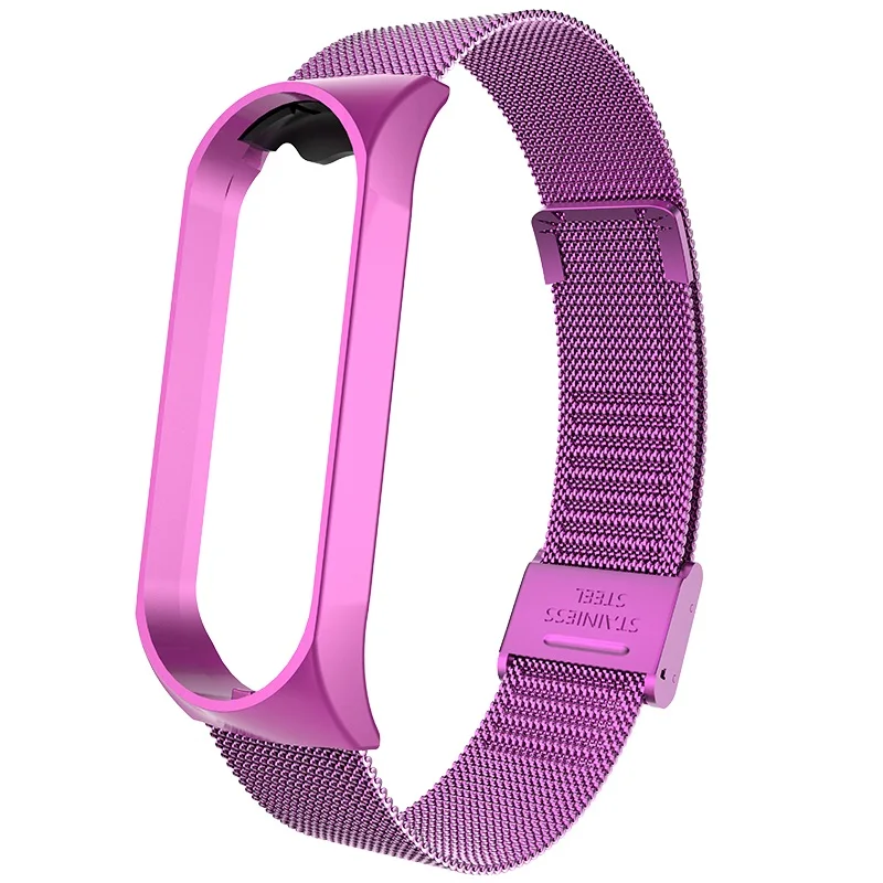 PE Браслет Rovtop, ремешок для Xiaomi mi, 3, 4, смарт-браслет для mi Band 4, 3, металлический браслет, браслет из нержавеющей стали - Цвет: PE