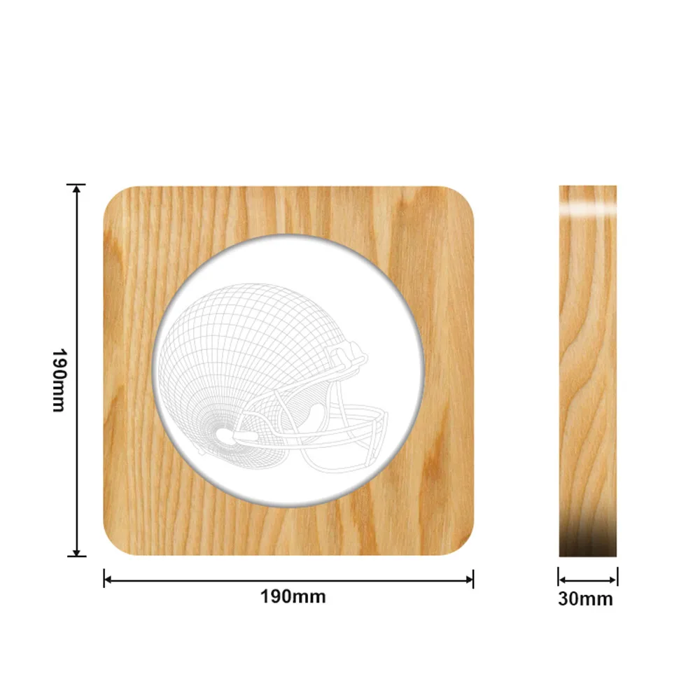 

Rugby Soccer Football Helmet 3D LED Arylic Wooden Night Lamp Table Light Switch Control Carving Lamp for Kids Birthday Gift