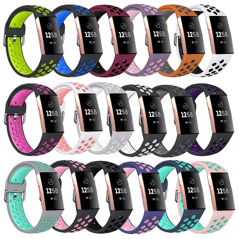 Для Fitbit Charge 3/4 силиконовый двухцветный резиновый браслет Smartband для фитнеса Replacement