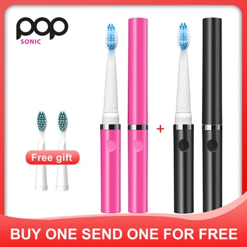 

POP Battery Electric Toothbrush Slim Portable Travel Sonic Toothbrush brush head Waterproof colorful For Birthday Gift Couple
