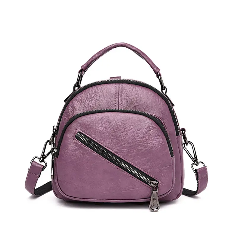 Purple Новинка, женский кожаный рюкзак 3 в 1, модная Маленькая женская сумка на плечо, Sac a Dos, женский рюкзак для путешествий, Mochilas, сумки для девочек, Sac - Цвет: Purple