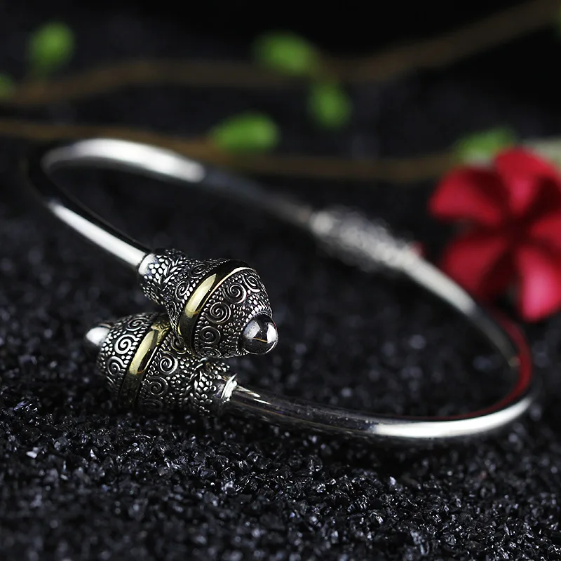 KJJEAXCMY The new low-cost product silver incoming interleaved beautiful models female models S999 Sterling Silver Bangle