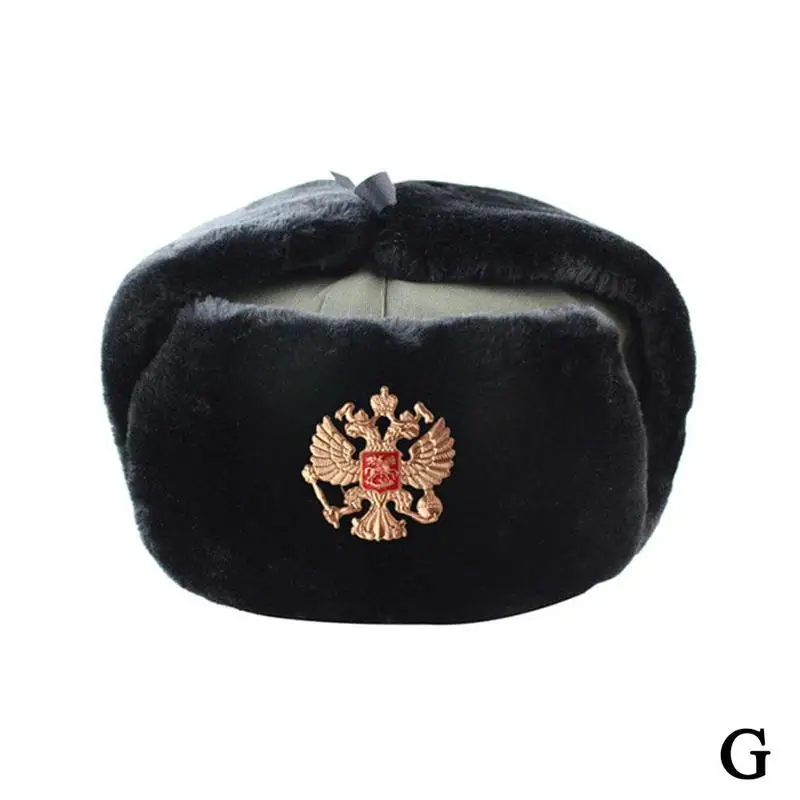 56-60cm Winter Soviet Army Military Badge Hat Outdoor Trapper Aviator Earflap Hat Warmth Hats Caps Cap Bomber Windproof V5E5 mad bomber hat mens