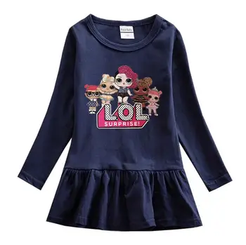 

L.O.L. SURPRISE! Girls Dress Kids Baby Clothes Doll Pattern Princess Dress Long Sleeve Pleated Cotton Casual Party Girls Dresses